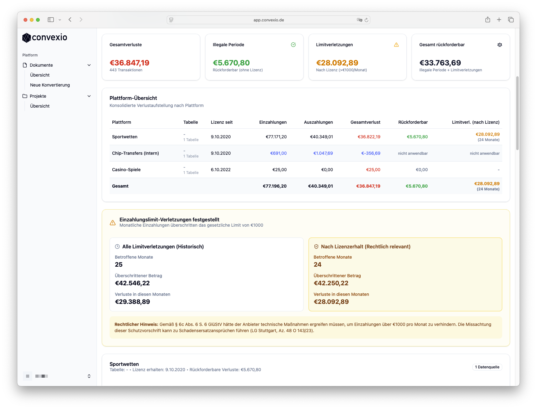 Tipico Einzahlungslimit-Prüfung - €1.000 Grenze Verstöße automatisch erkennen